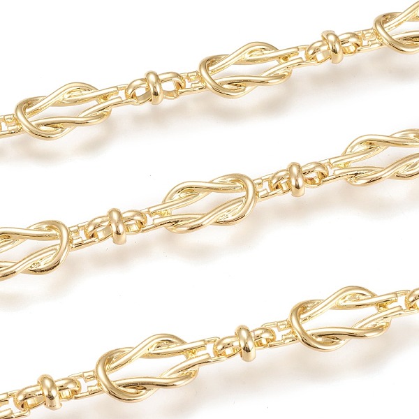 

PandaHall Handmade Alloy & Brass Byzantine Chains, with Spool, Long-Lasting Plated, Unwelded, Knot Link, Real 18K Gold Plated, Link...