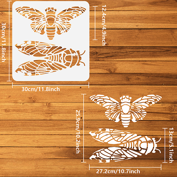 

PandaHall FINGERINSPIRE Cicada Stencil for Painting 30x30cm Large Cicada Bugs Stencil Reusable Square Bugs Painting Template Animal Theme...