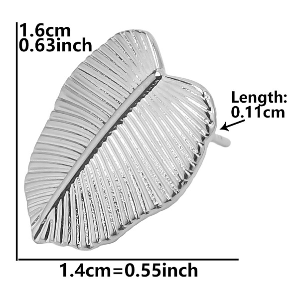 

PandaHall 304 Stainless Steel Leaf Stud Earrings for Women, Stainless Steel Color Stainless Steel Leaf