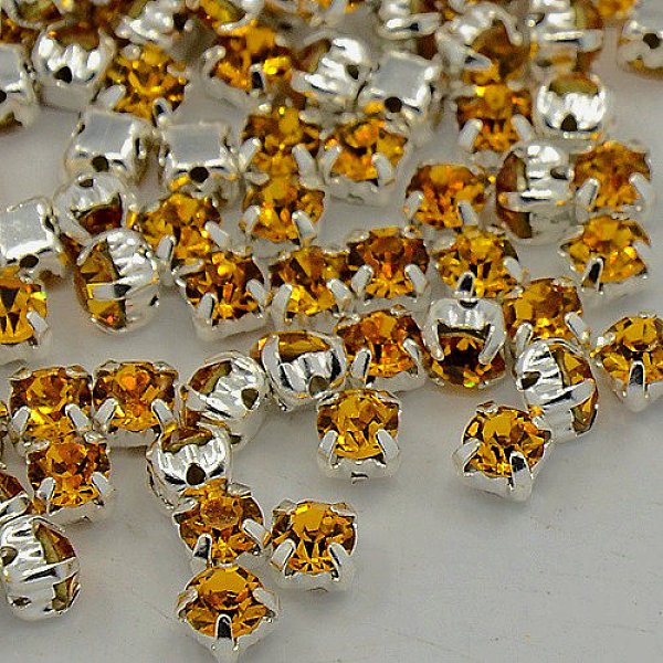 

PandaHall Sew on Rhinestone, Grade A Glass Rhinestone, with Brass Prong Settings, Garments Accessories, Silver Color Plated Metal Color..., Yellow
