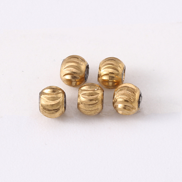 

PandaHall 201 Stainless Steel Corrugated Beads, Round, Golden & Stainless Steel Color, 3x2.5mm, Hole: 1.2mm 201 Stainless Steel Round