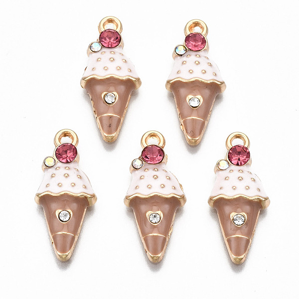 

PandaHall Alloy Enamel Pendants, with Rhinestone, Cadmium Free & Lead Free, Ice Cream Shape, Light Gold, Lavender Blush, 22.5x10x3.5mm, Hole..., Pink