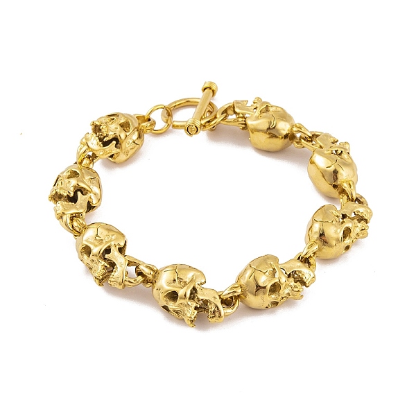 

PandaHall Halloween Vacuum Plating 304 Stainless Steel Skull Link Chain Bracelets for Women Men, Golden, 8-5/8 inch(22cm) 304 Stainless...
