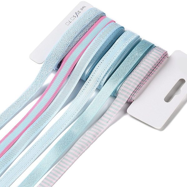 

PandaHall 18 Yards 6 Styles Polyester Ribbon, for DIY Handmade Craft, Hair Bowknots and Gift Decoration, Light Blue Color Palette, Light...