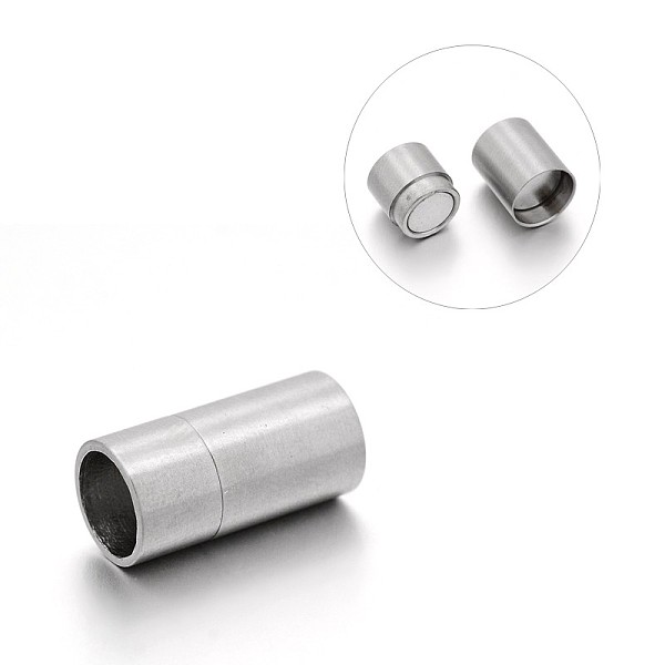 

PandaHall Matte 304 Stainless Steel Column Magnetic Clasps with Glue-in Ends, Stainless Steel Color, 20x10mm, Hole: 8mm 304 Stainless Steel...