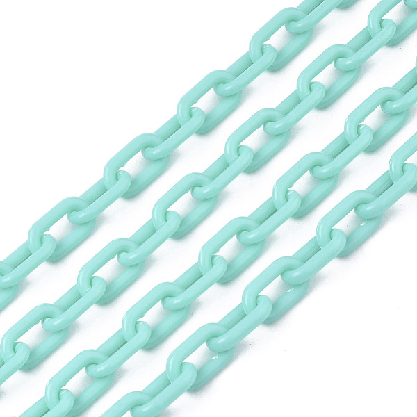 

PandaHall Opaque Acrylic Cable Chains, Oval, Turquoise, 13x8x2mm, 19.68 inch(50cm)/strand Acrylic Green