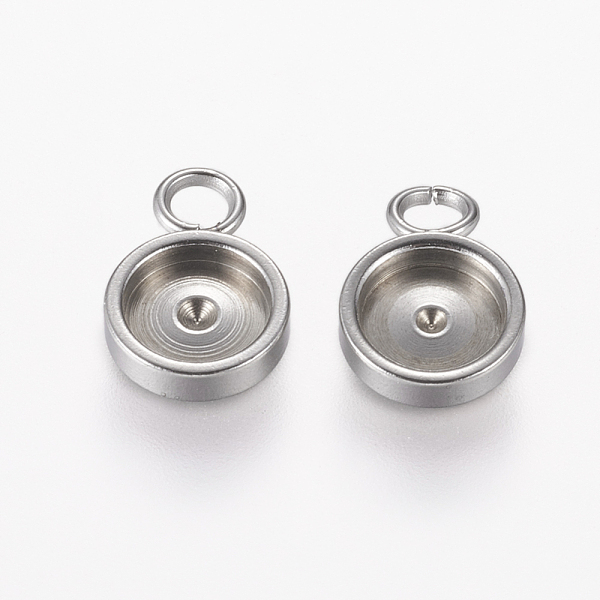 

PandaHall 304 Stainless Steel Charm Cabochon Settings, Plain Edge Bezel Cups, Flat Round, Stainless Steel Color, Tray: 6mm, 12x8x2mm, Hole...