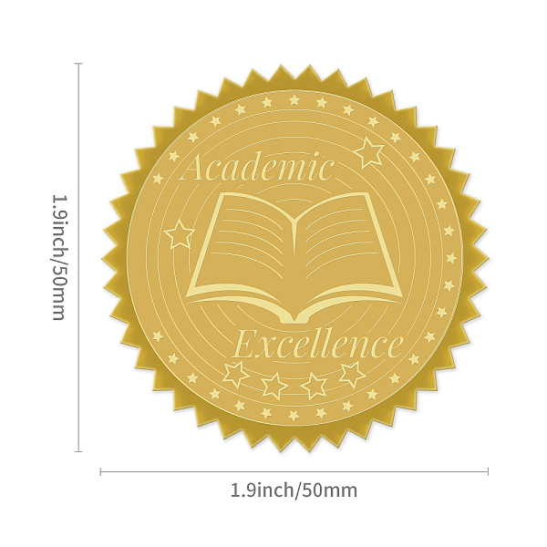 

PandaHall Self Adhesive Gold Foil Embossed Stickers, Medal Decoration Sticker, Book Pattern, 5x5cm Metal Book Gold