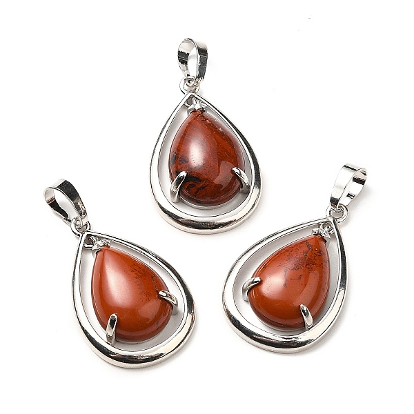 

PandaHall Natural Red Jasper Pendants, Teardorp Charms, with Rack Plating Platinum Tone Brass Findings, Cadmium Free & Lead Free...