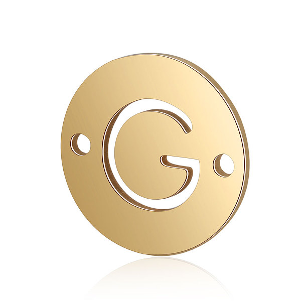 

PandaHall Titanium Steel Links connectors, Flat Round with Letter, Golden, Letter.G, 12x0.8mm, Hole: 0.8mm Titanium Steel Letter G