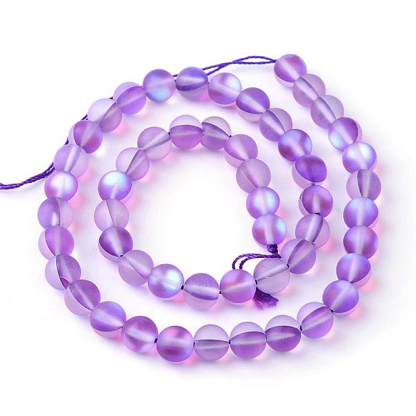 

PandaHall Synthetic Moonstone Beads Strands, Holographic Beads, Dyed, Frosted, Round, Dark Violet, 10mm, Hole: 1mm, about 36~39pcs/strand..., Purple