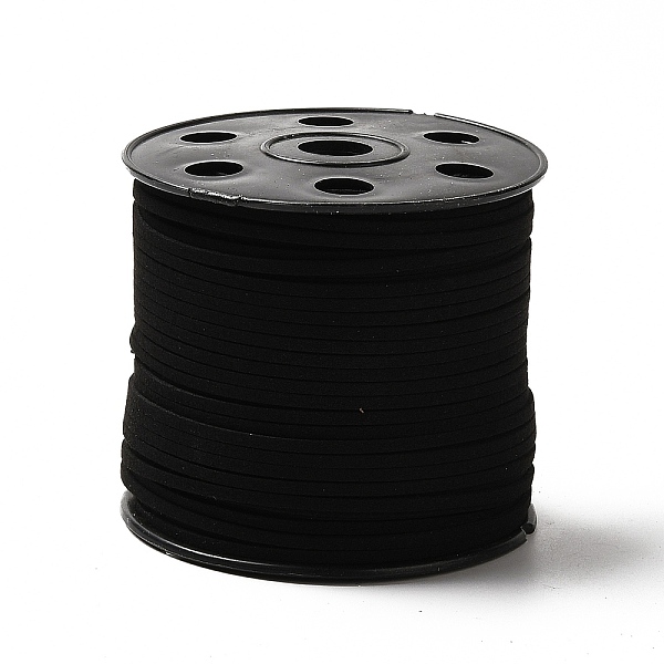 

PandaHall Flat Faux Suede Cord, Faux Suede Lace, for DIY Handmade Crafts, Black, 2.5x1.2mm, 100 yards/roll Faux Suede Black