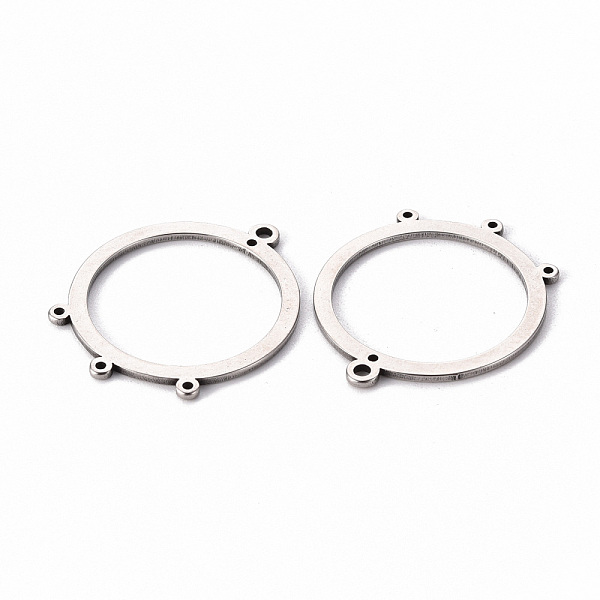 

PandaHall 201 Stainless Steel Chandelier Components Links, Round Ring, Laser Cut, Stainless Steel Color, 30x25x1mm, Hole: 1.6mm and 1mm 201...