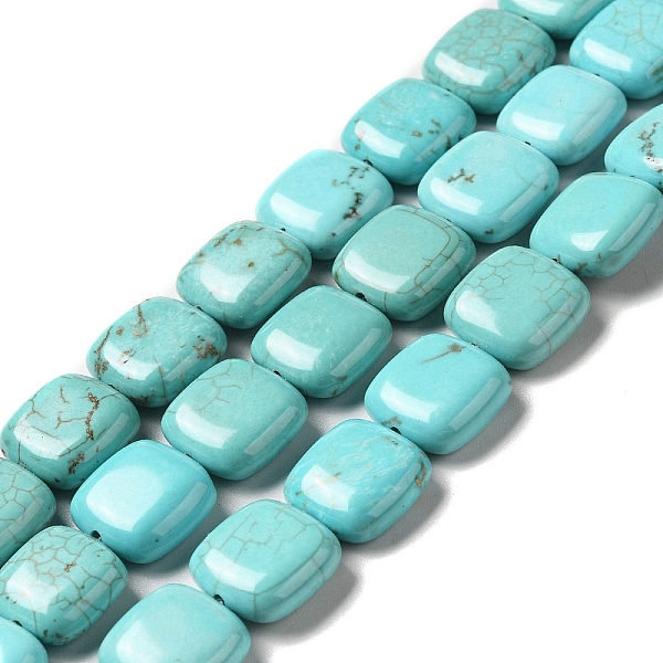 

PandaHall Natural Howlite Beads Strands, Dyed, Square, Turquoise, 12x12x5mm, Hole: 1.2mm, about 33pcs/strand, 15.75 inch(40cm) Howlite..., Green
