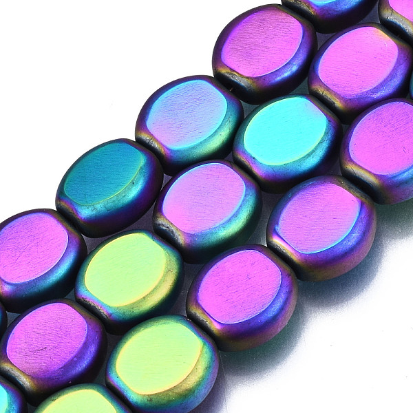 

PandaHall Electroplate Opaque Glass Beads Strands, Two Tone, Oval, Green, 9.5x9x4mm, Hole: 1mm, about 63~64pcs/strand, 24.02 inch~24.65 inch...