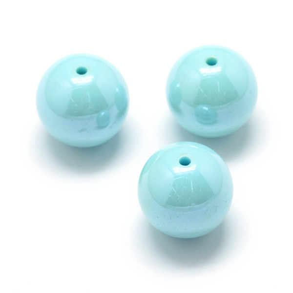 

PandaHall Pearlized Style Acrylic Beads, Round, Pale Turquoise, 12mm, Hole: 2mm, about 530pcs/500g Acrylic Round Cyan
