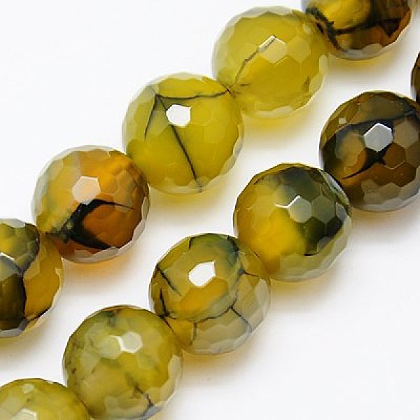

PandaHall Natural Dragon Veins Agate Beads Strands, Dyed, Faceted, Round, Dark Khaki, 12mm, Hole: 1mm Dragon Veins Agate Round Yellow