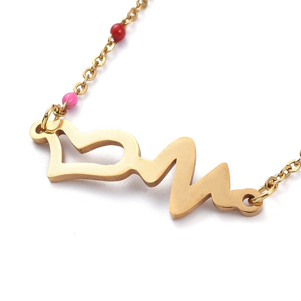 

PandaHall Heartbeat 201 Stainless Steel Link Bracelets, with 304 Stainless Steel Enamel Link Chains and Lobster Claw Clasps, Golden, 7-5/8...