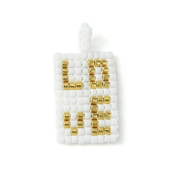 

PandaHall Handmade MIYUKI Japanese Seed Loom Pattern Seed Beads, Rectangle with Word LOVE Pendants, WhiteSmoke, 27x13x2mm, Hole: 2.5mm Glass..., White