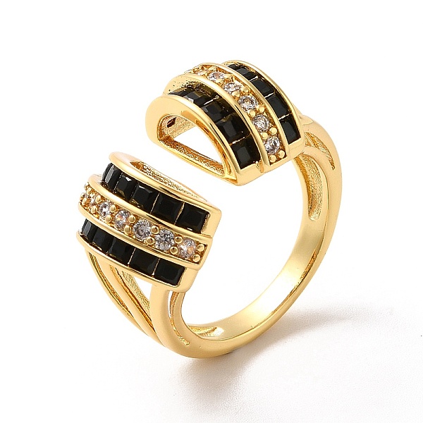 

PandaHall Cubic Zirconia Arch Open Cuff Ring, Real 18K Gold Plated Brass Wide Ring for Women, Black, US Size 7(17.3mm) Brass+Cubic Zirconia...