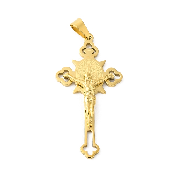 

PandaHall Vacuum Plating 304 Stainless Steel Big Pendants, Crucifix Cross Charm, Golden, 56x28x6mm, Hole: 8x5mm 304 Stainless Steel Cross