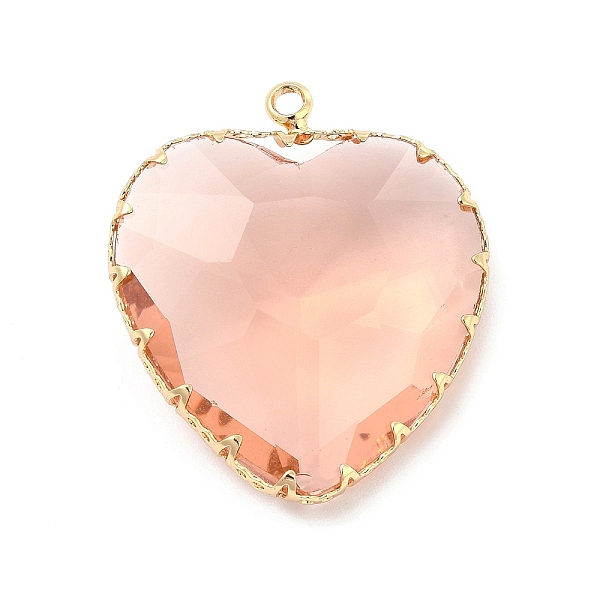 

PandaHall K9 Glass Pendants, Heart Charms, with Light Gold Tone Brass Findings, Faceted, Topaz, 31x28x9mm, Hole: 2mm K9 Glass Heart Yellow