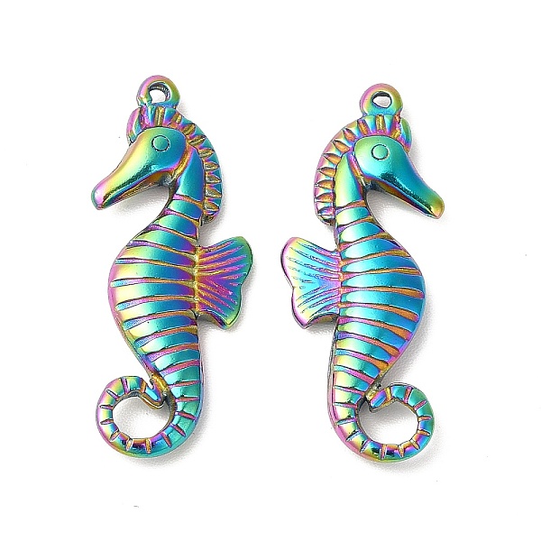 

PandaHall Ion Plating(IP) 304 Stainless Steel Pendants, Sea Horse Shape Charms, Rainbow Color, 30x12x3.5mm, Hole: 1mm 304 Stainless Steel...