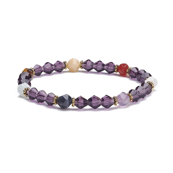 

PandaHall Chakra Theme Natural Mixed Stone Round Beads Stretch Bracelet, Transparent Glass Beads Bracelet, Mixed Color, Inner Diameter..., Multicolor