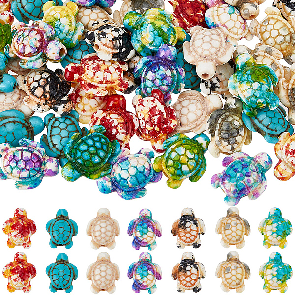 

PandaHall SUNNYCLUE 1 Box 70Pcs 7 Colors Turtle Beads Bulk Sea Turtle Bead Charms Synthetic Turquoise Ocean Animal Tortoise Loose Spacer..., Multicolor