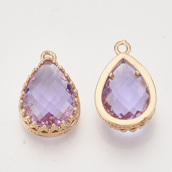 

PandaHall Faceted Glass Pendants, with Golden Tone Brass Open Back Settings, Teardrop, Mixed Color, 18.5x12x5.5mm, Hole: 1.4mm Brass+Glass..., Multicolor