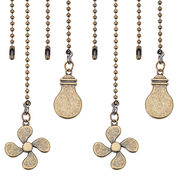

PandaHall CRASPIRE 2 Sets Alloy Ceiling Fan Pull Chain Extenders, with Iron Ball Chains, Fan & Bulb Pendant, Antique Bronze, 349~354x3mm...