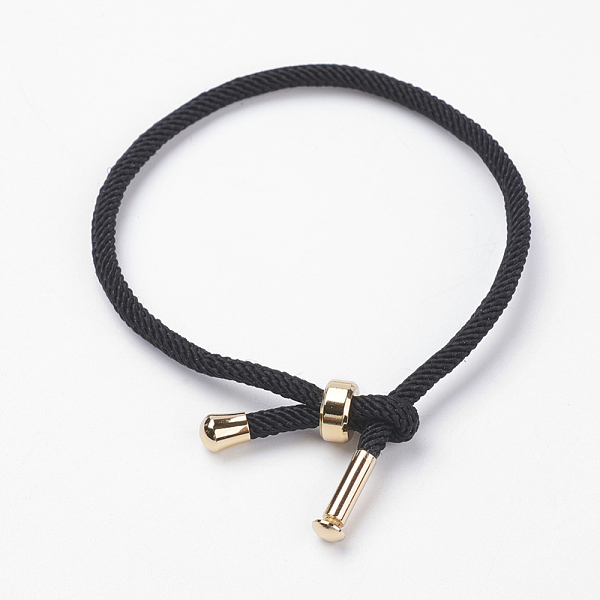 

PandaHall Cotton Twisted Cord Bracelet Making, with Stainless Steel Findings, Golden, Black, 9 inch~9-7/8 inch(23~25cm), 3mm Cotton Black