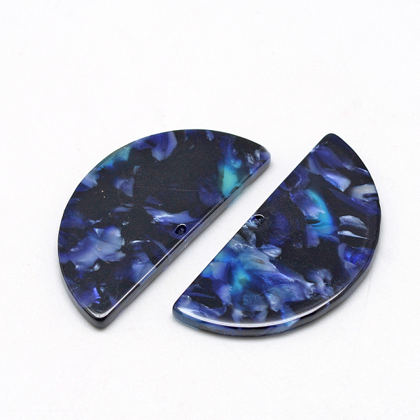

PandaHall Cellulose Acetate(Resin) Semi Circle Pendants, Half Round, Midnight Blue, 37x18x2.5mm, Hole: 1.5mm Cellulose Acetate Half Round...