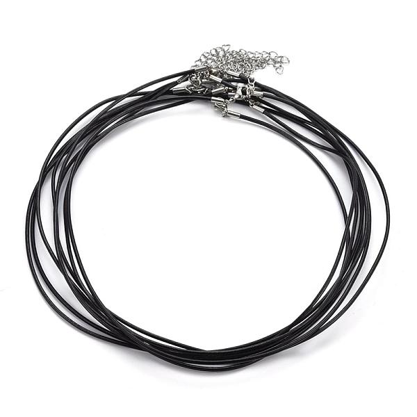 

PandaHall Round Leather Cord Necklaces Making, with 304 Stainless Steel Lobster Claw Clasps and Extender Chain, Black, 18.1 inch, 2mm...