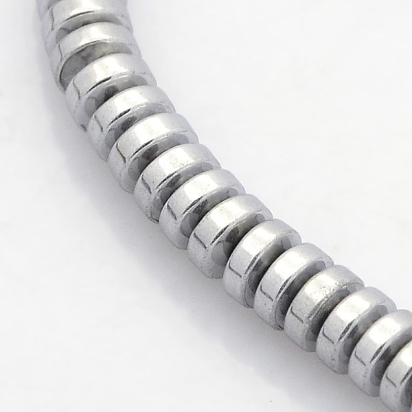 

PandaHall Electroplate Non-magnetic Synthetic Hematite Beads Strands, Heishi Beads, Flat Round/Disc, Platinum Plated, 4x2mm, Hole: 1mm...