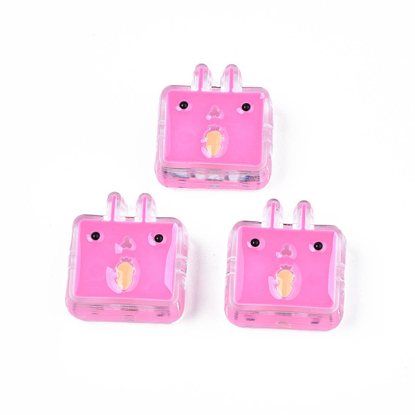 

PandaHall Transparent Acrylic Beads, with Enamel, Rabbit, Hot Pink, 24x22x8mm, Hole: 3mm Acrylic Rabbit
