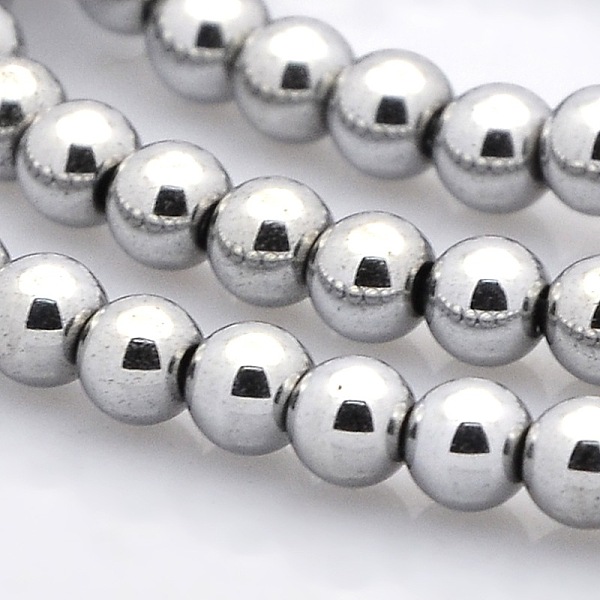

PandaHall Round Non-magnetic Synthetic Hematite Beads Strands, Silver Plated, 4mm, Hole: 1mm, about 100pcs/strand, 15.7 inch Non-magnetic...