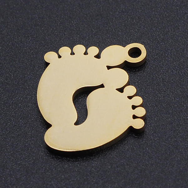 

PandaHall 201 Stainless Steel Laser Cut Pendants, Baby Feet, Golden, 18x16x1mm, Hole: 1.5mm 201 Stainless Steel Body