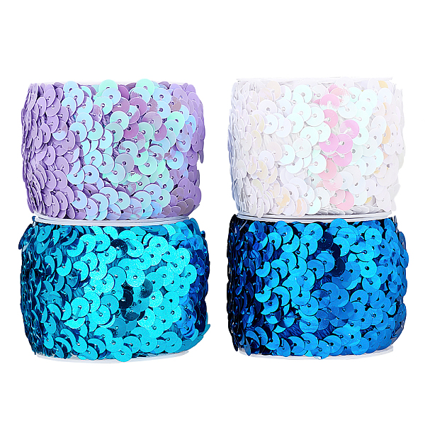 

PandaHall 10 Yard/9m Elastic Sequin Trim, 4 Colors 3/4 inch/20mm Elastic Sequin Ribbon Trim Metallic Paillette Fabric Ribbon for Women..., Multicolor