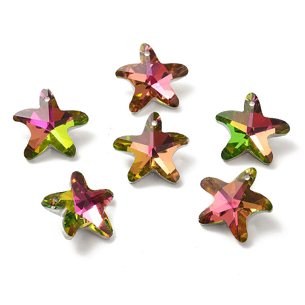 

PandaHall Electroplate Glass Pendants, Back Plated, Faceted, Starfish Charms, Old Rose, 19.5x20.5x8.5mm, Hole: 1.4mm Glass Starfish
