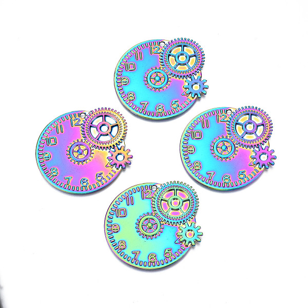

PandaHall Rainbow Color Alloy Pendants, Cadmium Free & Lead Free, Clock, 43x45x2mm, Hole: 2mm Alloy Clock