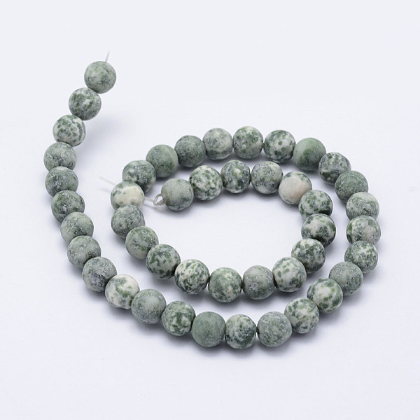 

PandaHall Natural Green Spot Jasper Beads Strands, Frosted, Round, 7.5~8mm, Hole: 1mm, about 46pcs/strand, 15.3 inch(39cm) Green Spot Jasper...