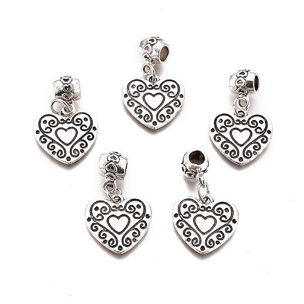 

PandaHall Tibetan Style Alloy European Dangle Charms, Large Hole Pendants, Heart, Antique Silver, 33mm, Hole: 5mm, Pendants: 18x19x2mm Alloy...