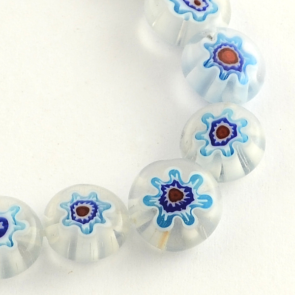 

PandaHall Handmade Millefiori Glass Bead Strands, Flat Round, Royal Blue, 10x4mm, Hole: 1.2mm, about 40pcs/strand, 14.9 inch Millefiori...