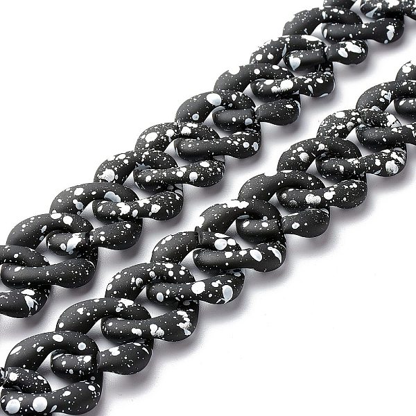 

PandaHall Spray Painted CCB Plastic Curb Chains, Rhombus, Black, 32x30x7mm, 39.37 inch(1m)/strand Plastic Black