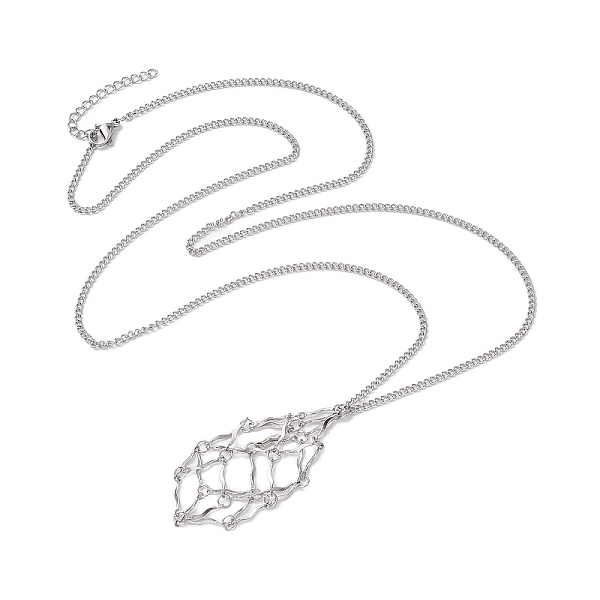 

PandaHall Stainless Steel Macrame Pouch Empty Stone Holder for Necklace Makings, Stainless Steel Color, 28.15 inch(71.5cm) Stainless Steel