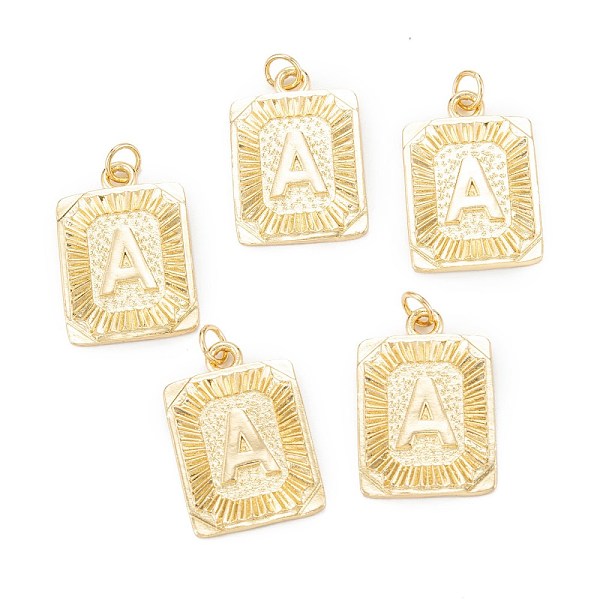 

PandaHall Brass Pendants, with Jump Ring, Long-Lasting Plated, Cadmium Free & Nickel Free & Lead Free, Rectangle with Alphabet, Real 18K...