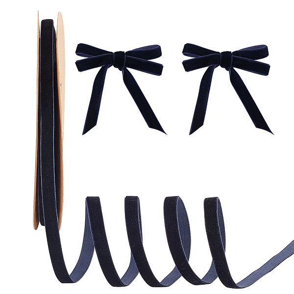 PandaHall Single Face Velvet Ribbons, Garment Accessories, Prussian Blue, 3/8 inch(10mm), 20 yards/roll Velvet None