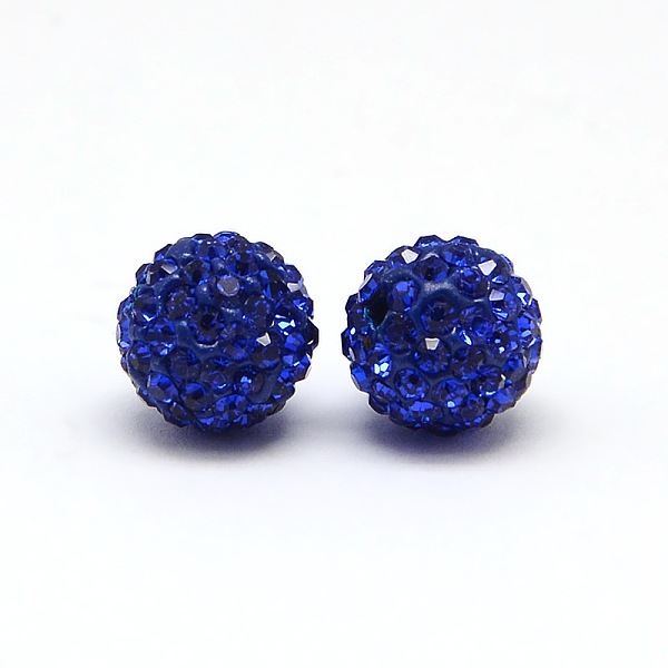 PandaHall Polymer Clay Rhinestone Beads, Pave Disco Ball Beads, Grade A, Round, PP6, Sapphire, PP6(1.3~1.35mm), 4mm, Hole: 1mm Polymer...