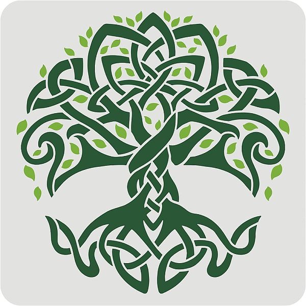 

PandaHall FINGERINSPIRE Celtic Tree of Life Stencil, 30x30cm Traditional Irish Tree Design Stencils Template Washable Reusable Mylar DIY Art..., White